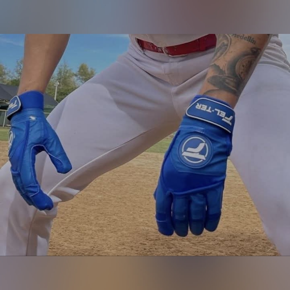 Blue Baseball Batting Gloves